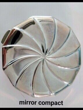 Silvertone Swirl Compact Makeup Mirror Gift